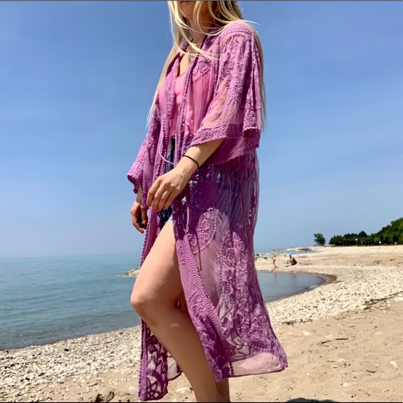 Lavender purple bathing suit coverup - Picture 2 of 11